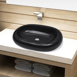 Vidaxl Washbasin, keramik, oval, sort