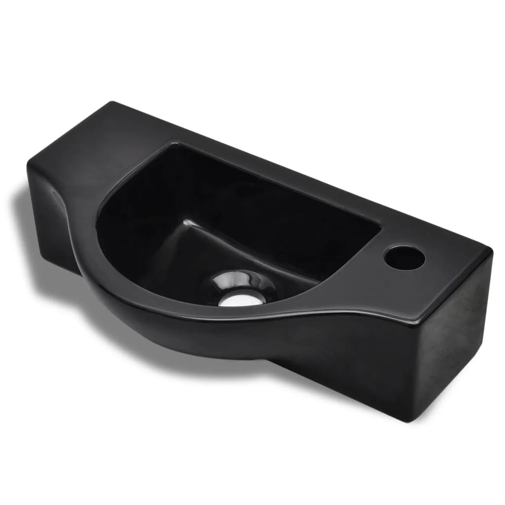 Vidaxl Washbasin con buco di gru ceramica nera