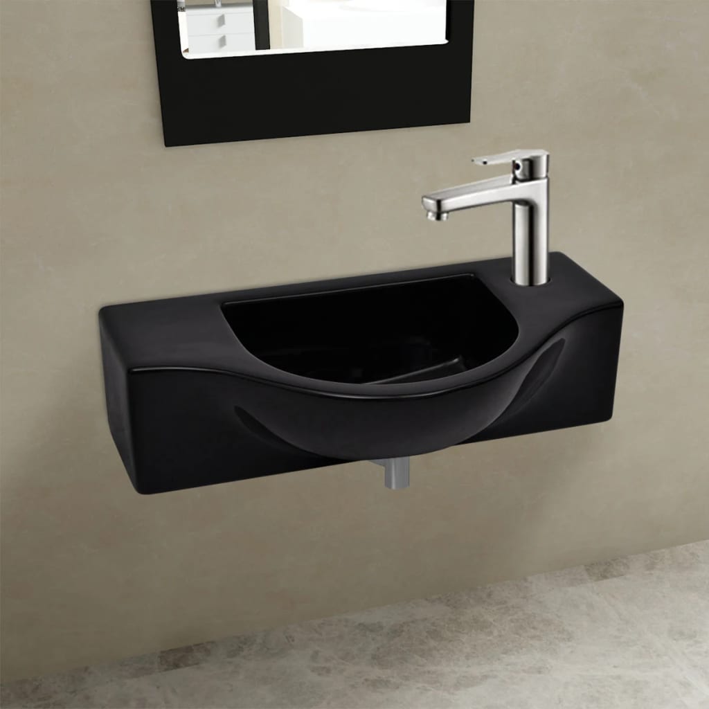 Vidaxl Washbasin con buco di gru ceramica nera