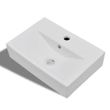 VidaXL Washbasin with tap hole and landing rectangular ceramic white