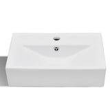 Vidaxl Washbasin con foro di rubinetto e atterraggio di bianco ceramico rettangolare