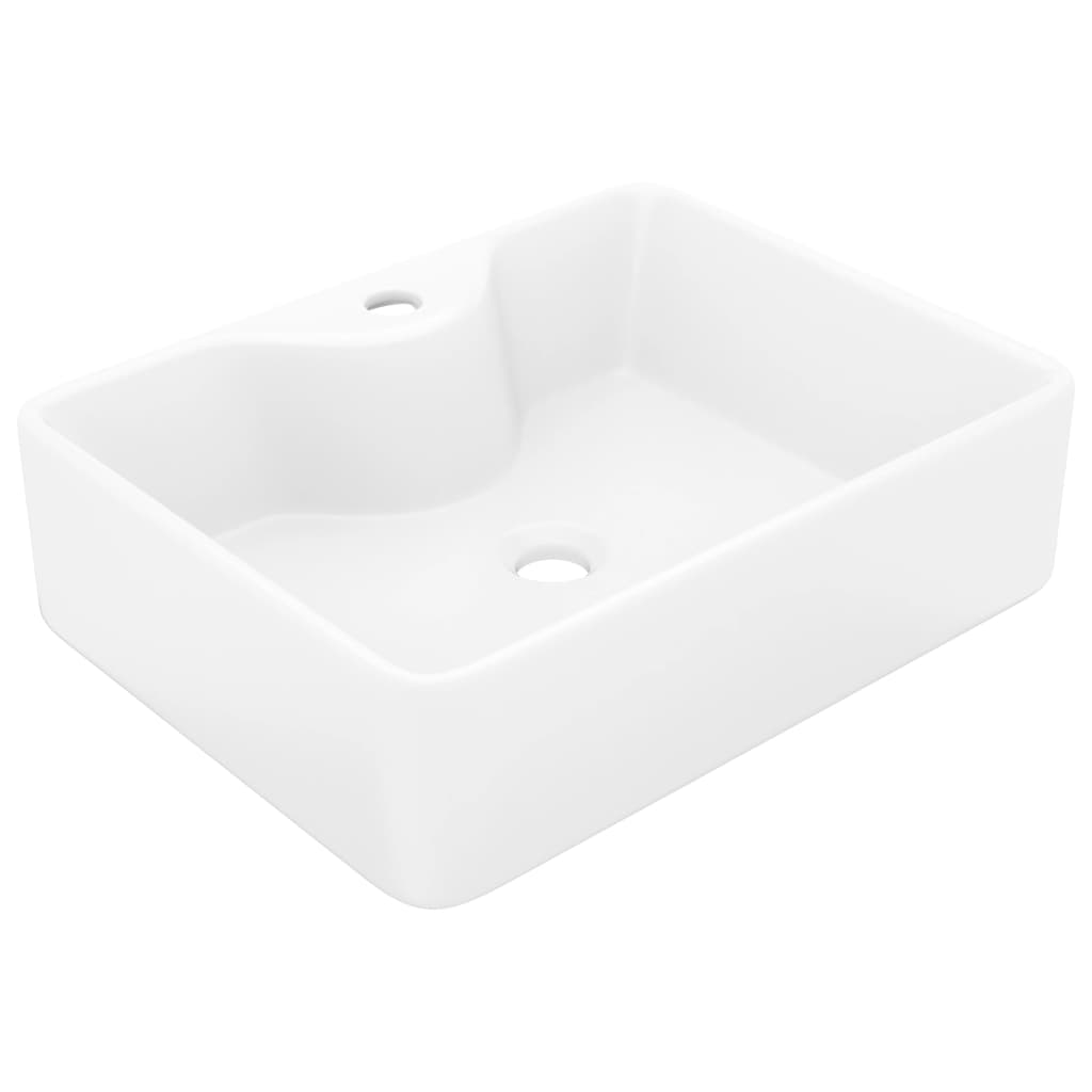 Vidaxl Washbasin med kranhull hvit firkantet keramikk