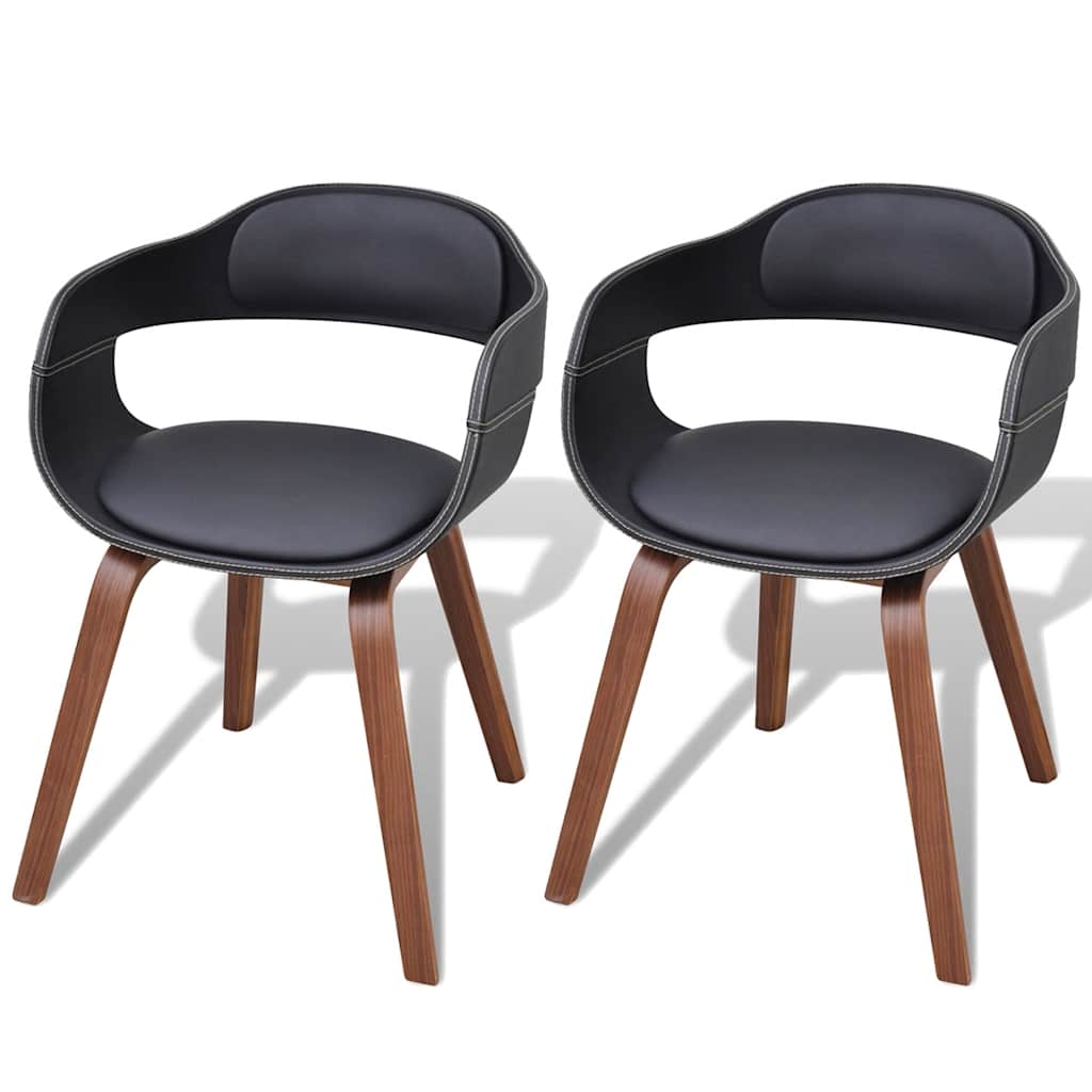 Vidaxl eetkamerstoelen 2 st gebogen hout en kunstleer