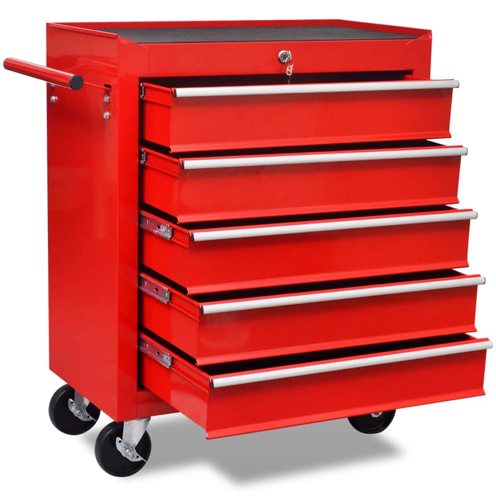 Vidaxl Tool Trolley 5 cassetti rosso