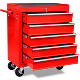 Vidaxl Tool Trolley 5 cassetti rosso