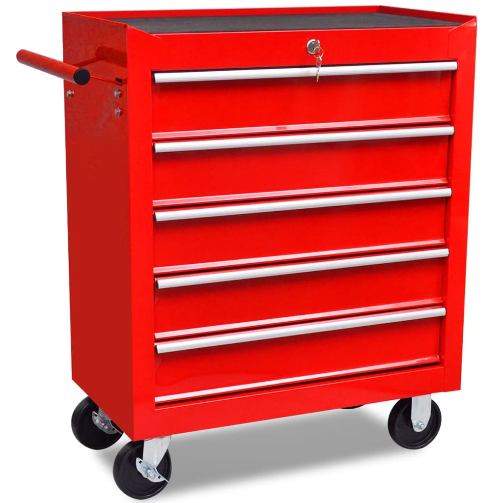 Vidaxl Tool Trolley 5 cassetti rosso