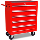 Vidaxl Tool Trolley 5 cassetti rosso