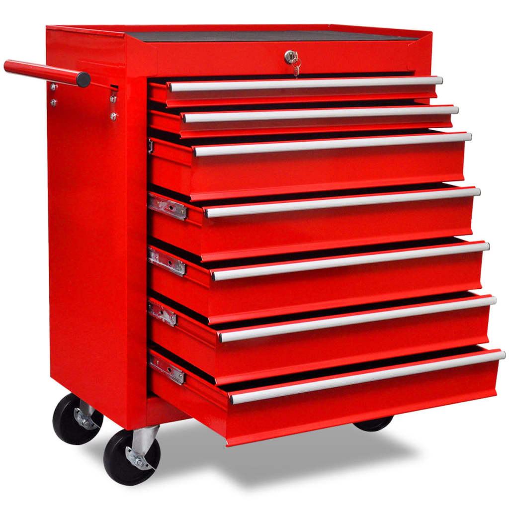 Vidaxl Tool Trolley 7 skuffer rød