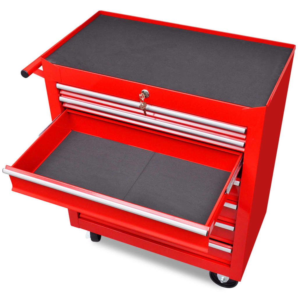 Vidaxl Tool Trolley 7 skuffer rød