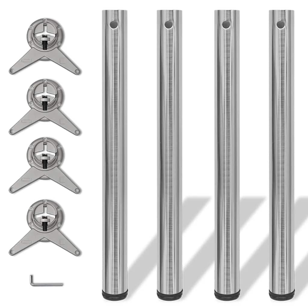 Vidaxl tafelpoten in hoogte verstelbaar geborsteld nikkel 710 mm 4 st