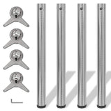 Vidaxl tafelpoten in hoogte verstelbaar geborsteld nikkel 710 mm 4 st