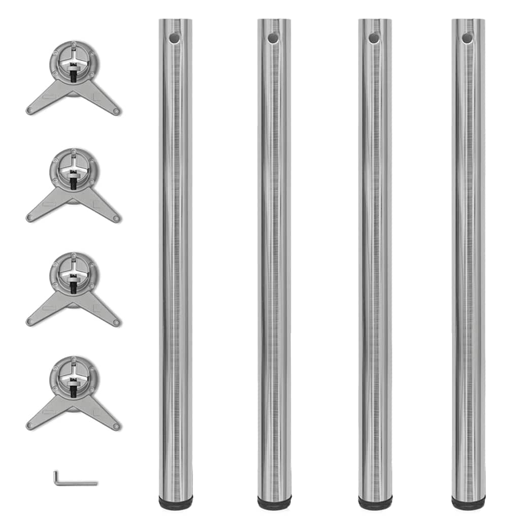 Vidaxl tafelpoten in hoogte verstelbaar geborsteld nikkel 870 mm 4 st