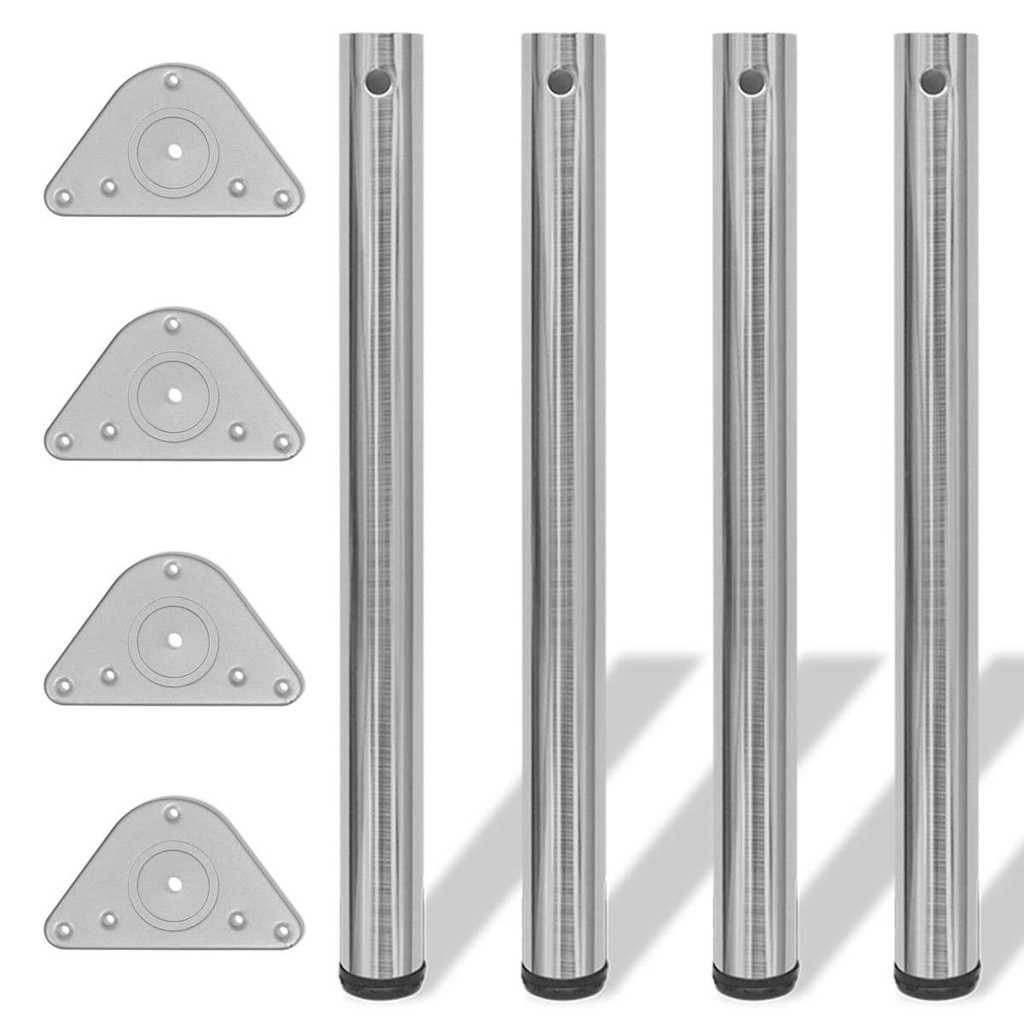 Vidaxl tafelpoten in hoogte verstelbaar geborsteld nikkel 710 mm 4 st