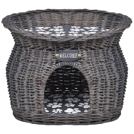Vidaxl kattenbed huis krabpaal met kussen wilgen
