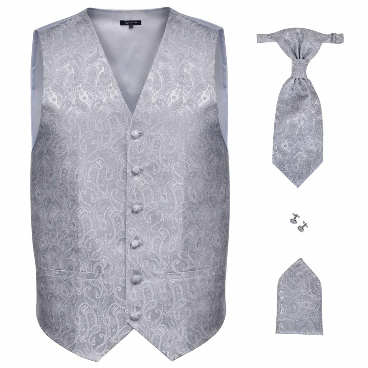 Vidaxl mannen trouwvest set zilver 56 polyester