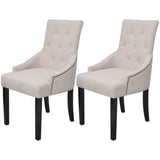 Vidaxl eetkamerstoelen 2 st stof crèmegrijs