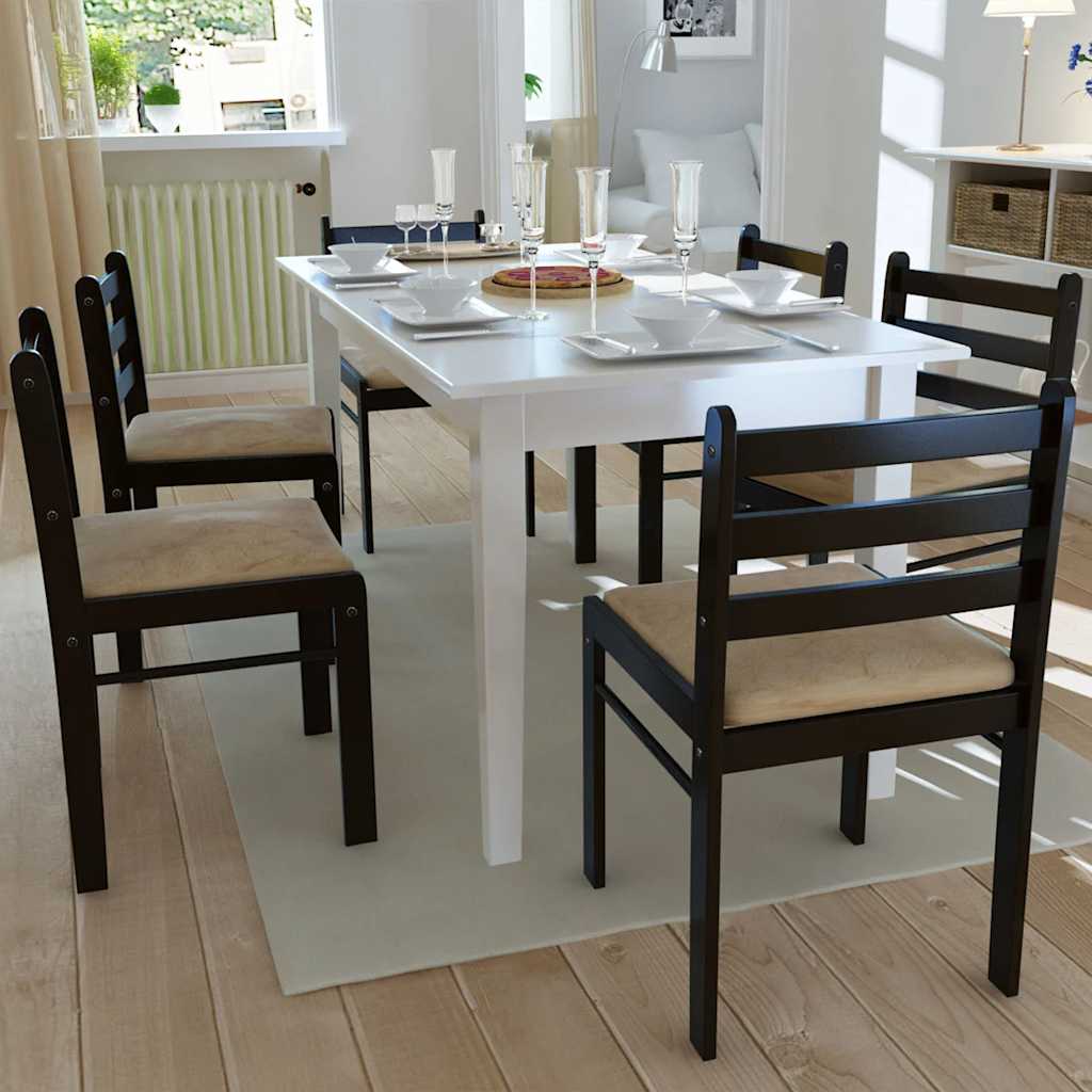 Vidaxl eetkamerstoelen 6 st massief hout en fluweel bruin