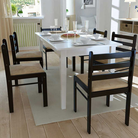 Vidaxl eetkamerstoelen 6 st massief hout en fluweel bruin