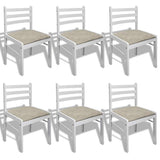 Vidaxl eetkamerstoelen 6 st massief hout en fluweel wit