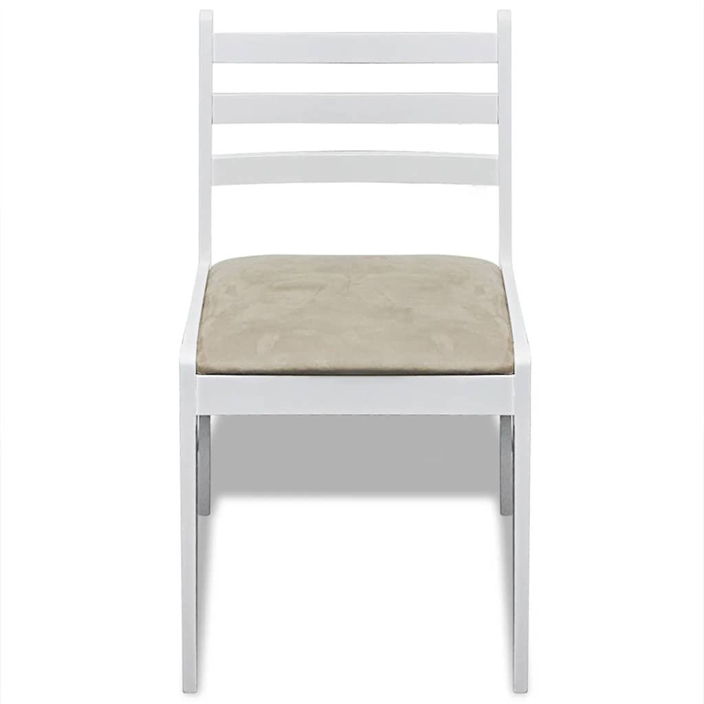 Vidaxl eetkamerstoelen 6 st massief hout en fluweel wit