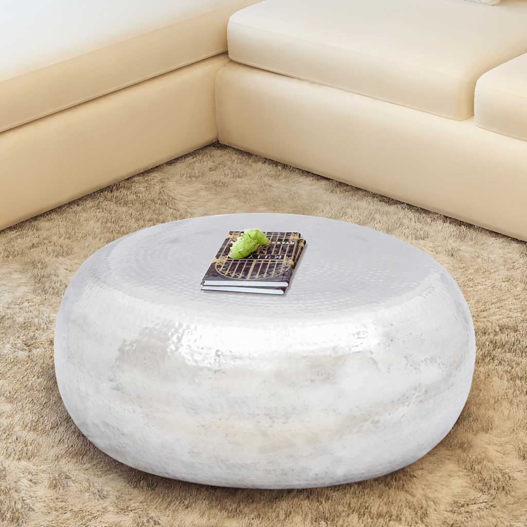 Vidaxl salontafel gehamerd aluminium zilverkleurig
