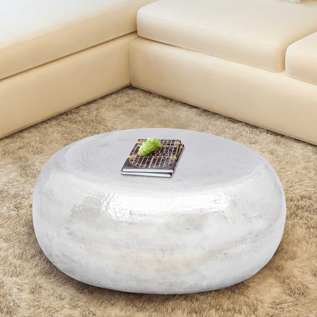 Vidaxl salontafel gehamerd aluminium zilverkleurig