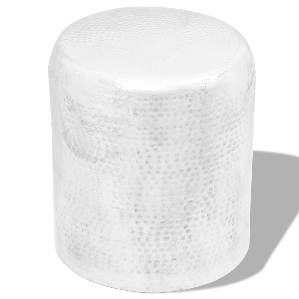 Vidaxl krukje bijzettafeltje gehamerd aluminium zilverkleurig