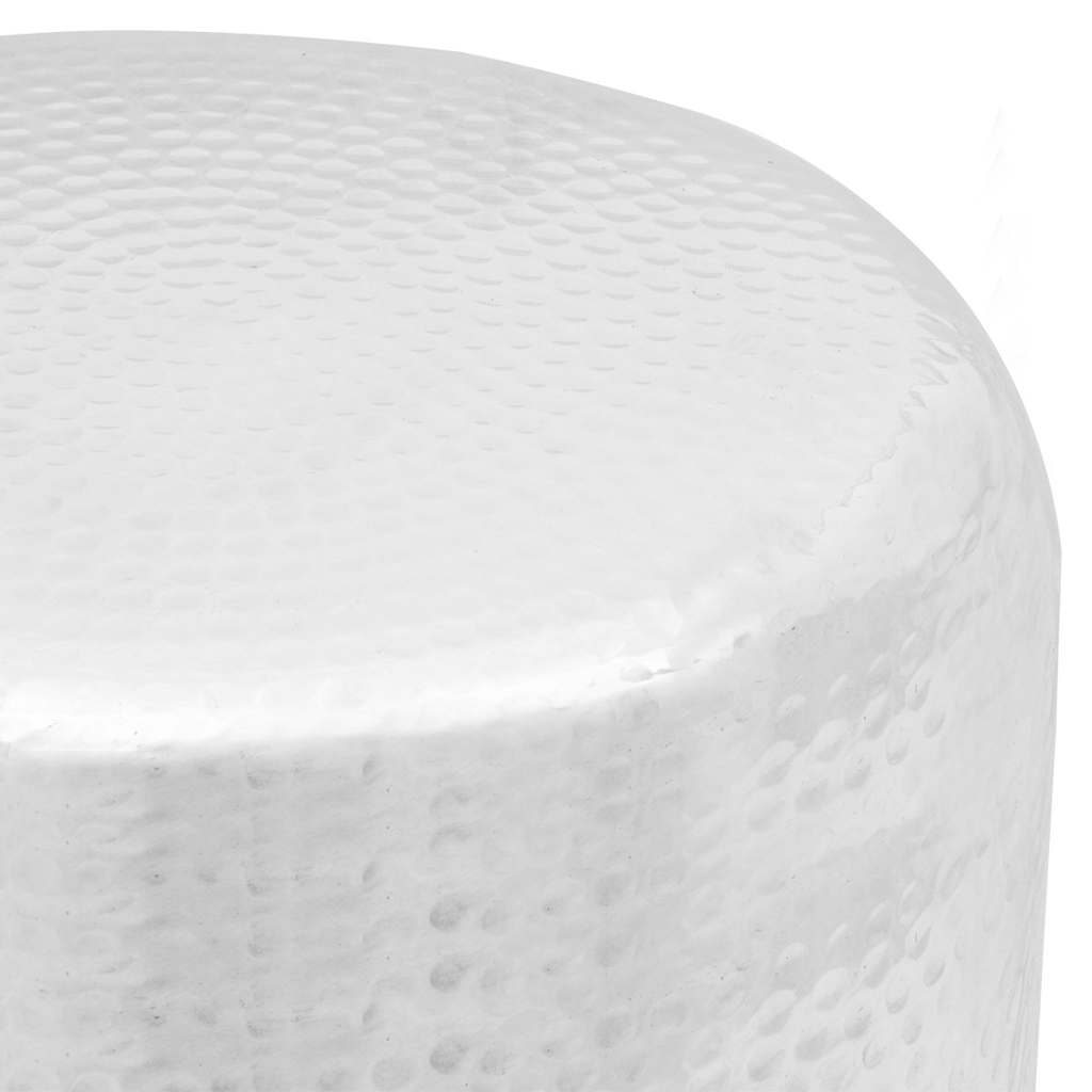 Vidaxl krukje bijzettafeltje gehamerd aluminium zilverkleurig