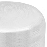 Vidaxl krukje bijzettafeltje gehamerd aluminium zilverkleurig