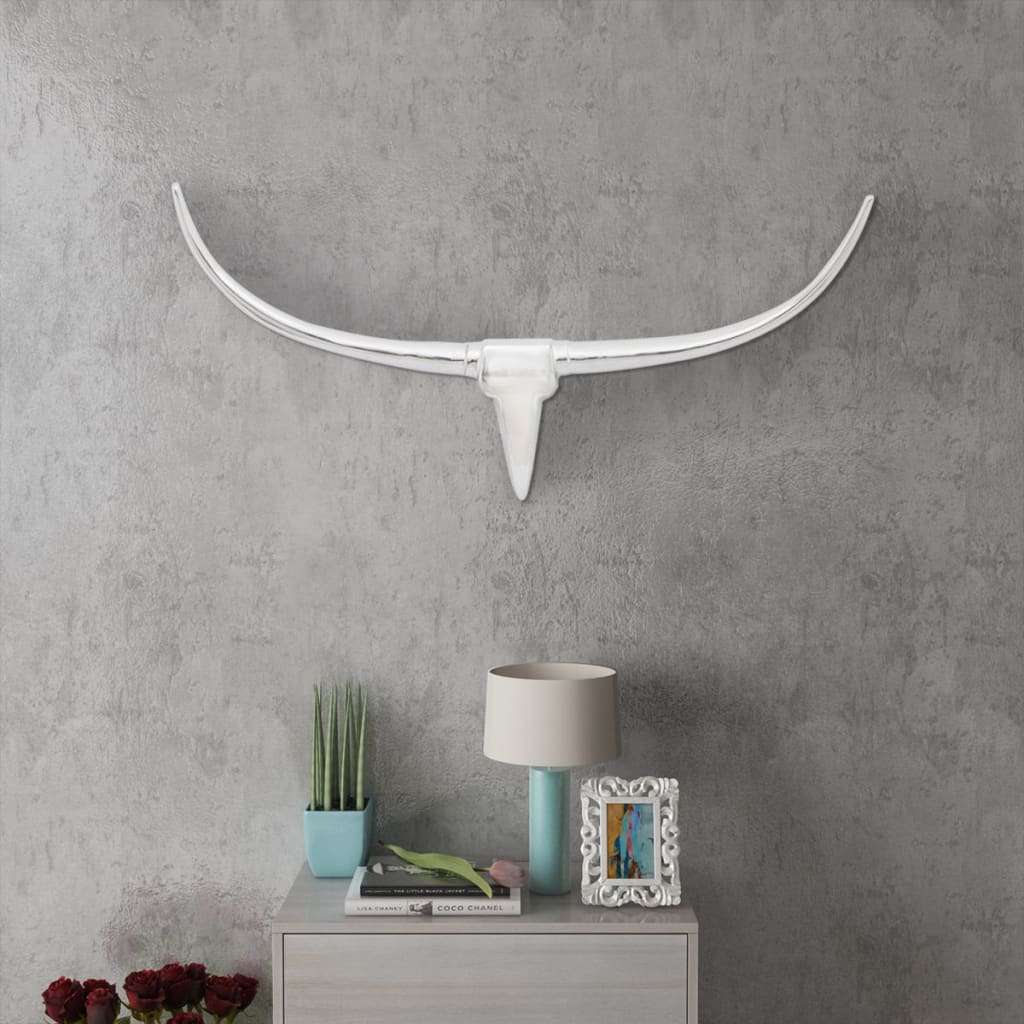 Vidaxl Bull's Head for the Wall Aluminium 96 cm silverfärgad