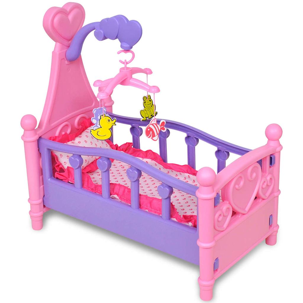 Lit de poupée vidaxl pour la chambre des enfants rose + violet