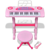 Vidaxl Toy keyboard with stool microphone and 37 keys Pink