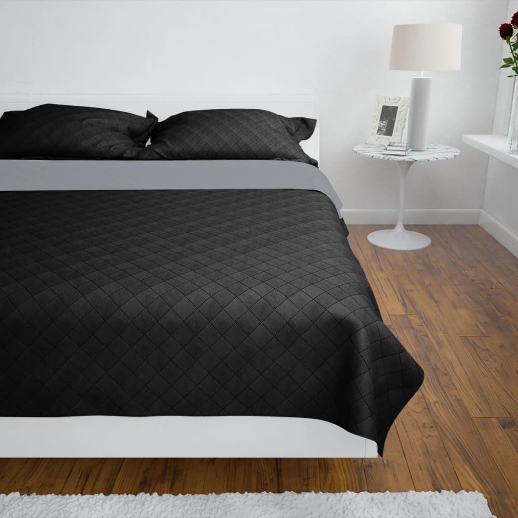 Vidaxl Bedspread Quilted double -sided 170x210 cm Black Gray