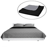 Vidaxl Bedspread Quilted Double Side 220x240 Cm Black Gray