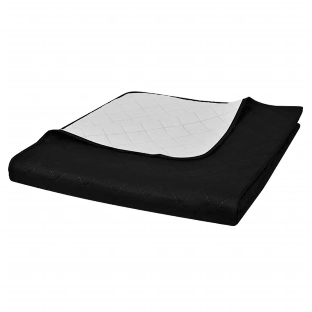 Vidaxl Bedsprey matelassé à double face 170x210 cm noir blanc