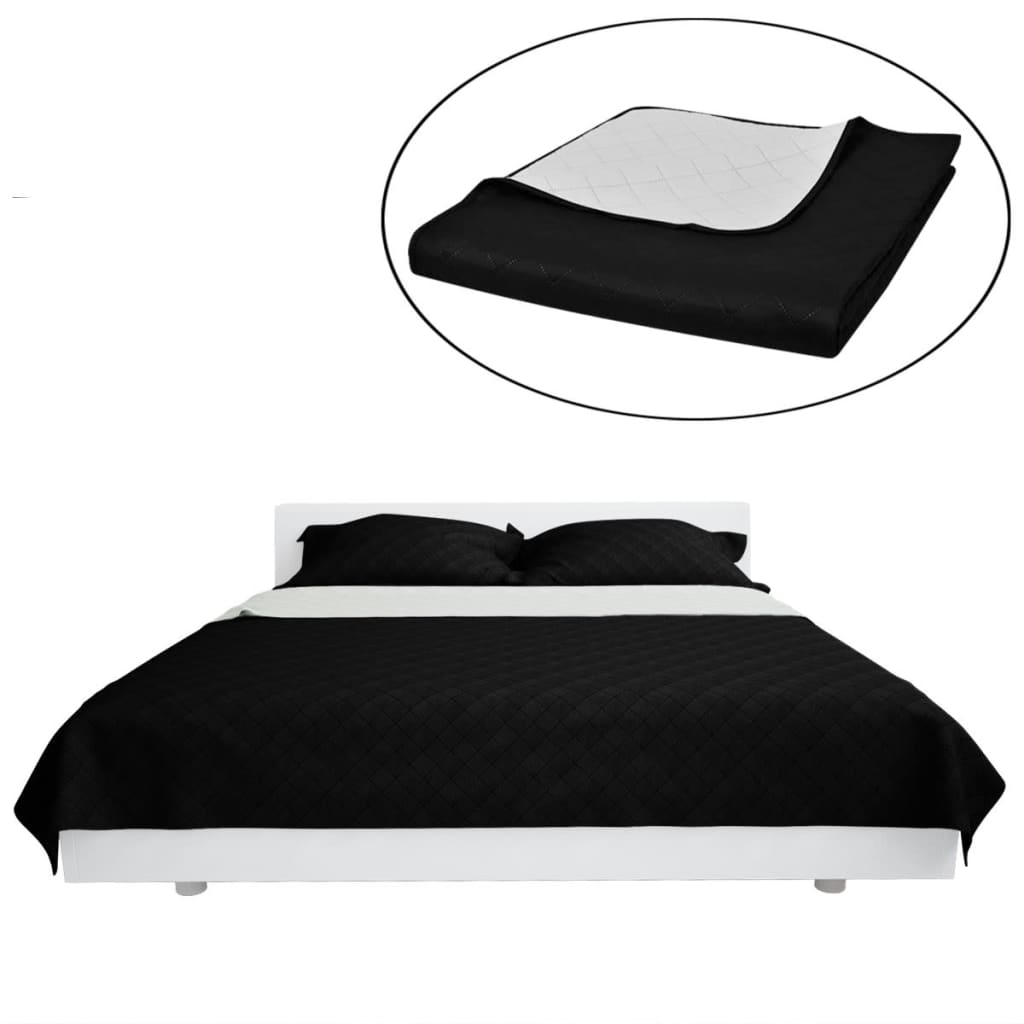 VidaXL Bedsprey Quilted double -sided 230x260 cm Black White