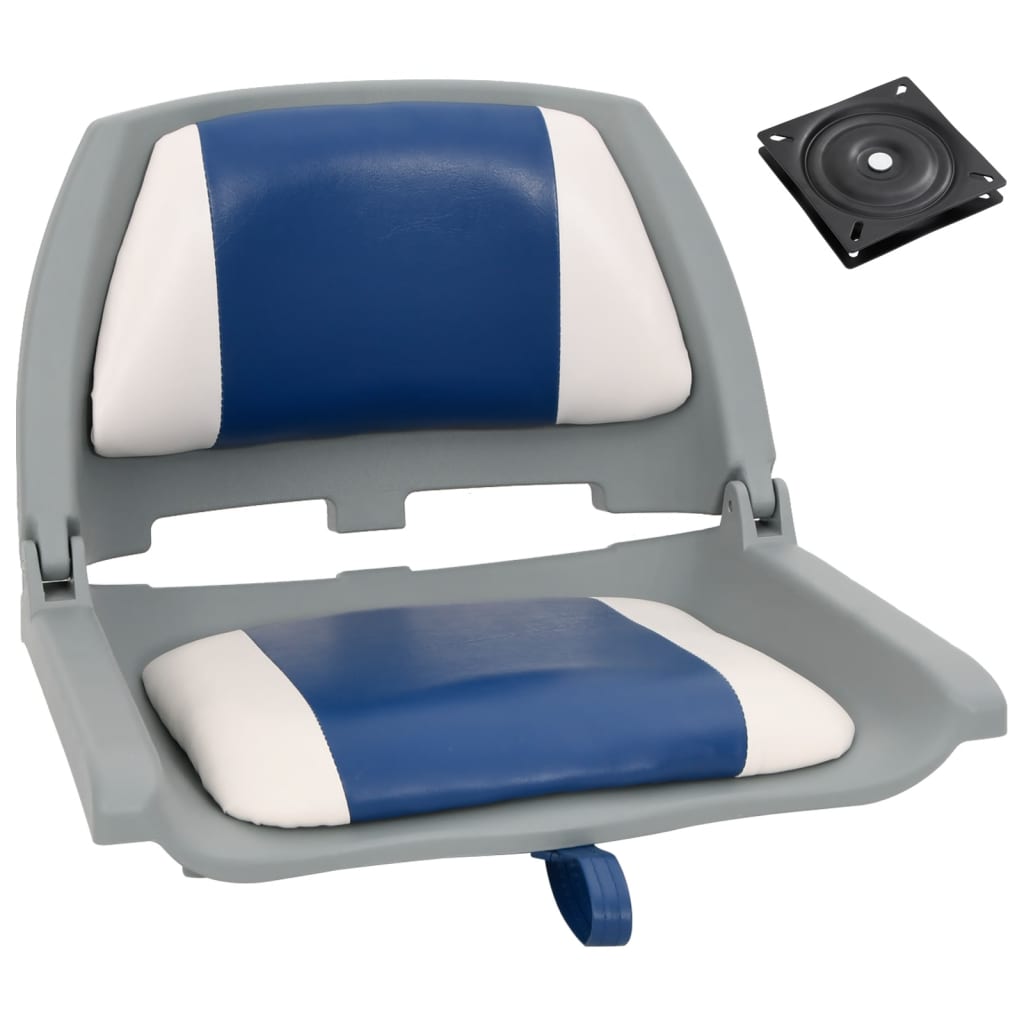 Vidaxl Ensemble de siège de bateau 2 pièces avec coussins bleu-blanc pliable