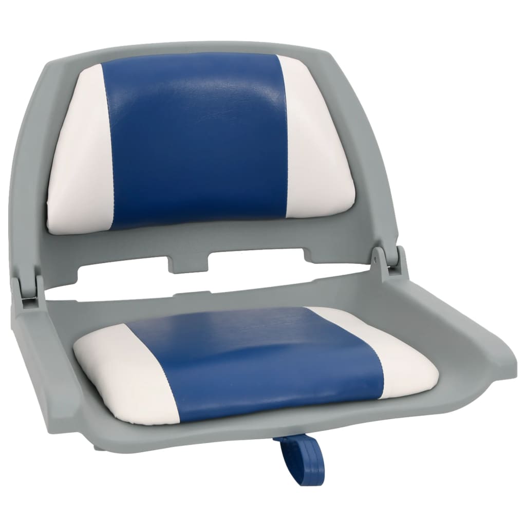 Vidaxl Ensemble de siège de bateau 2 pièces avec coussins bleu-blanc pliable