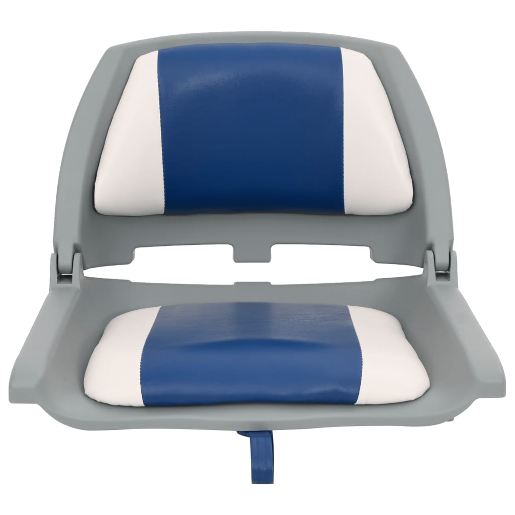 Vidaxl Ensemble de siège de bateau 2 pièces avec coussins bleu-blanc pliable