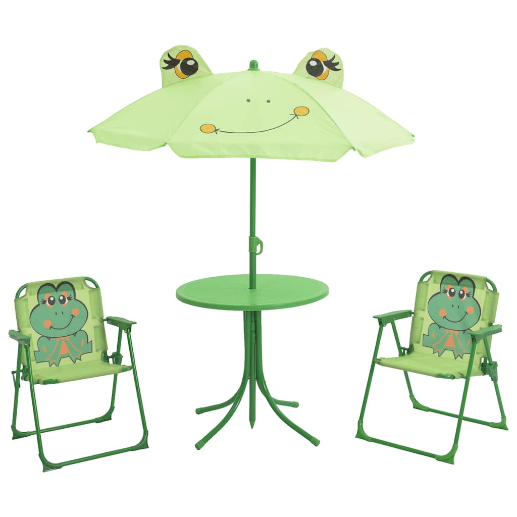 Vidaxl 3-delige bistroset voor kinderen met parasol groen