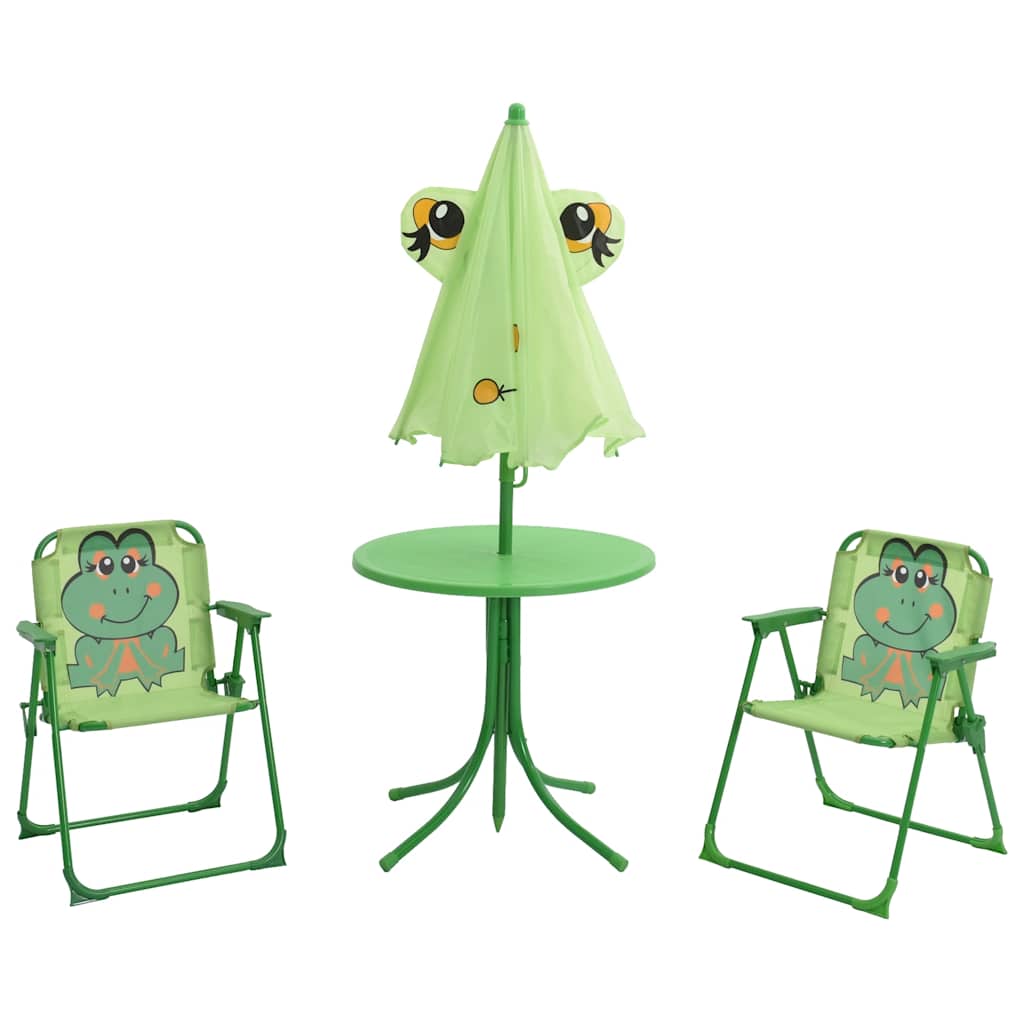Vidaxl 3-delige bistroset voor kinderen met parasol groen