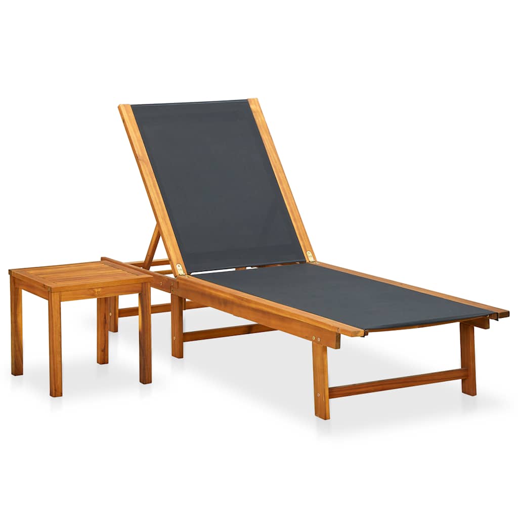 Vidaxl ligbed met tafel massief acaciahout en textileen