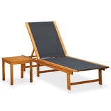 Vidaxl ligbed met tafel massief acaciahout en textileen