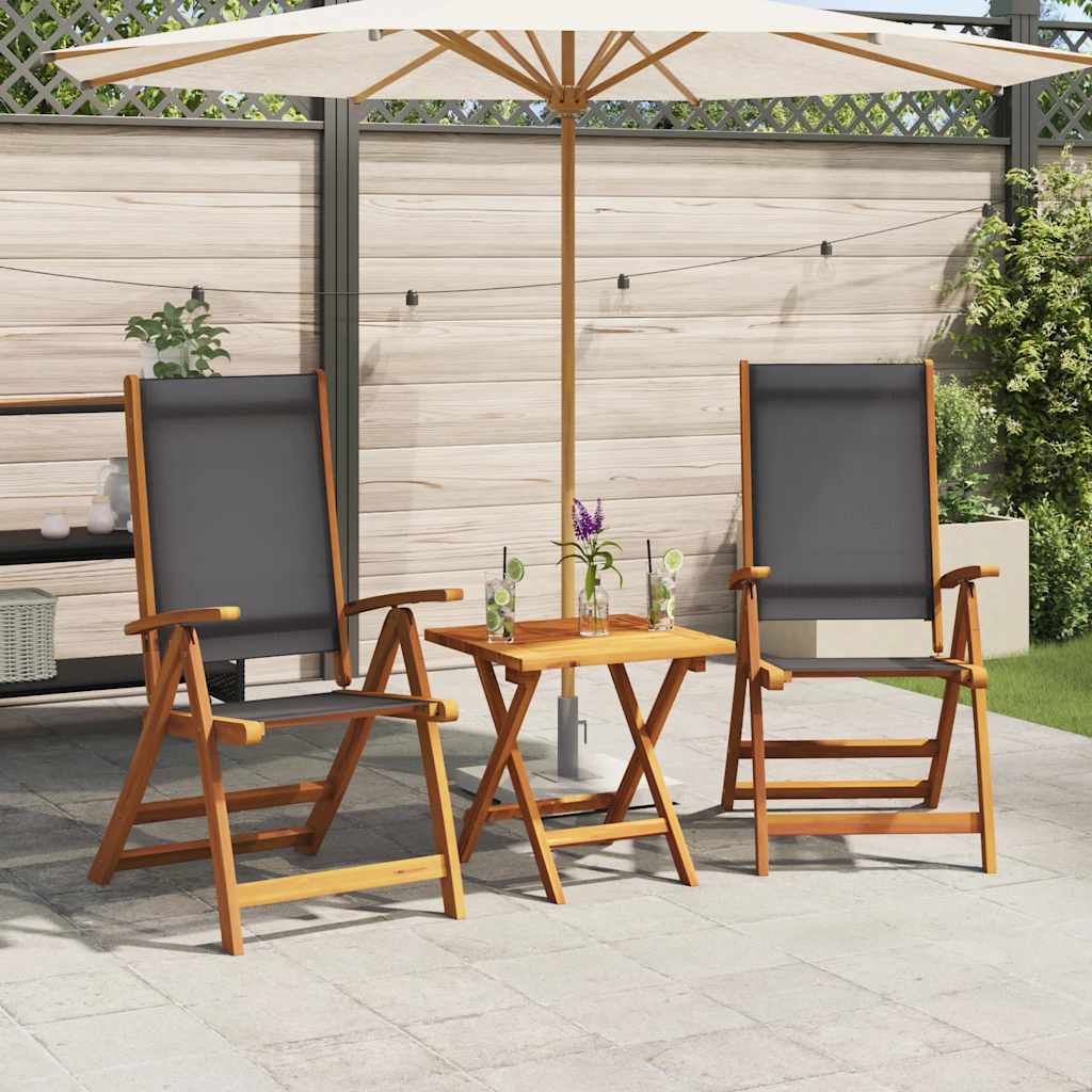 Vidaxl tuinstoelen inklapbaar 2 st massief acaciahout en textileen
