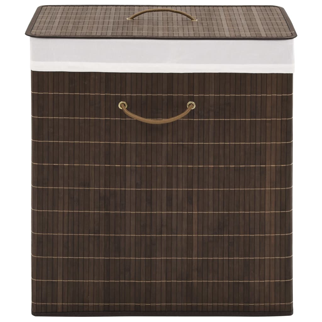 Vidaxl Laundry Basket Rectangular Bamboo Brown scuro