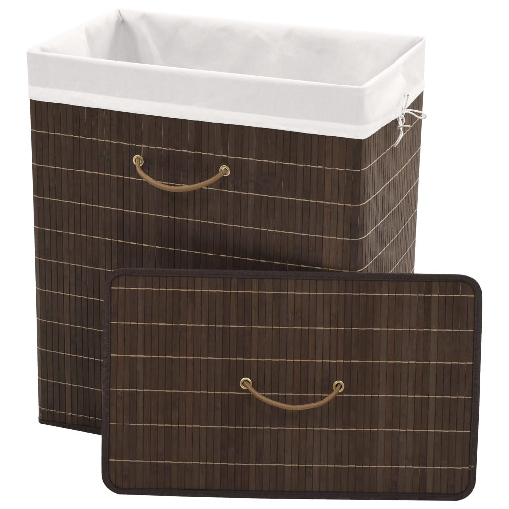 Vidaxl laundry basket rectangular bamboo dark brown