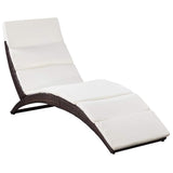 Vidaxl ligbed inklapbaar met kussen poly rattan bruin