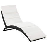 Vidaxl ligbed inklapbaar met kussen poly rattan zwart