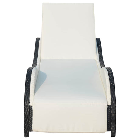 Vidaxl ligbed met kussen poly rattan bruin