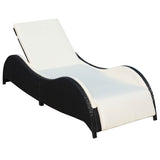 Vidaxl ligbed met kussen poly rattan zwart